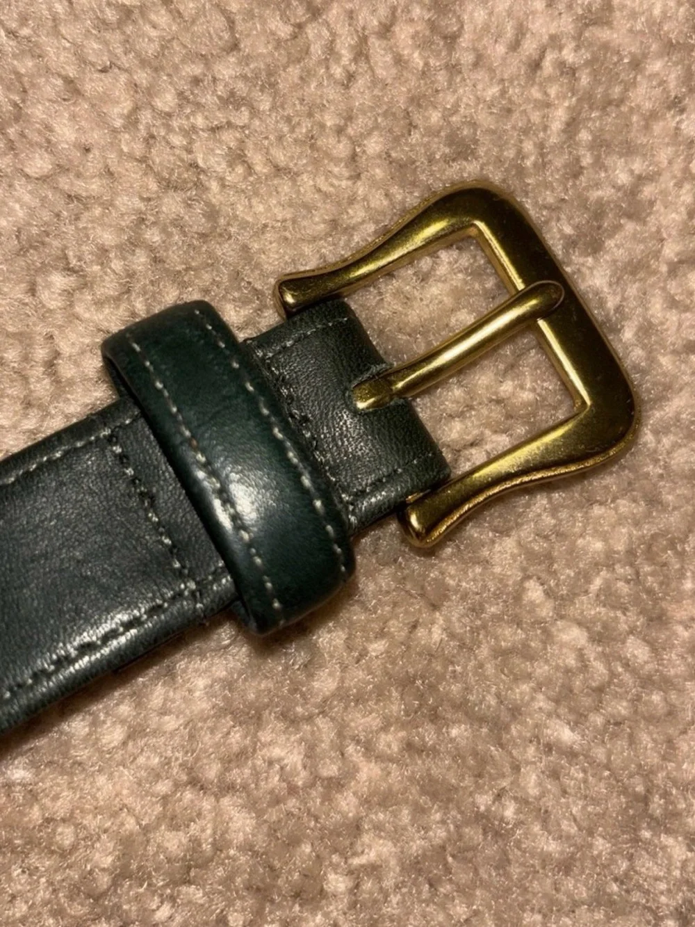Coach Women’s Forest Green Leather Belt with Brass Buckle